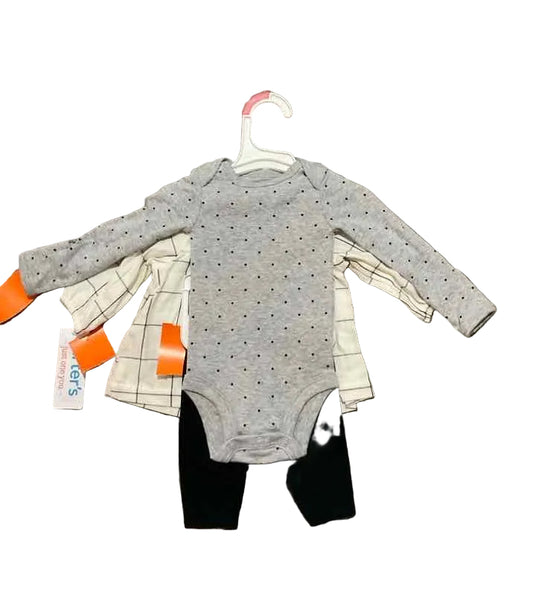 Carters (C) Black Cream Infant Size NB Girl's 3PC Casual