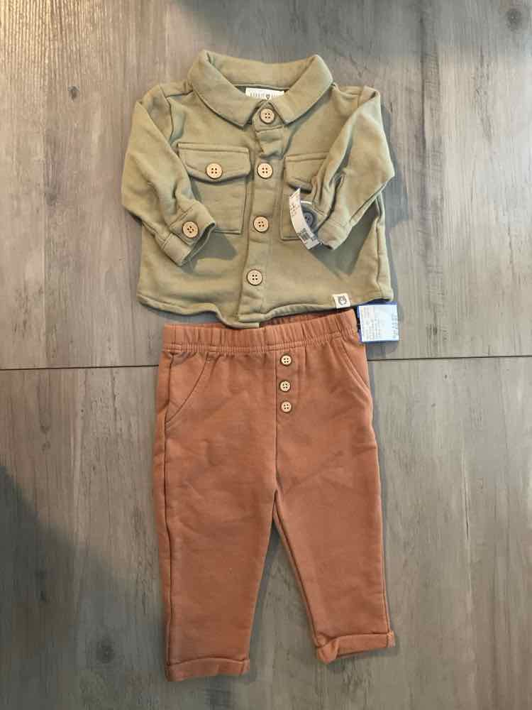 Rabbit + Bear (D) Green Brown Infant Size 3-6 MO Boy's 2PC Casual