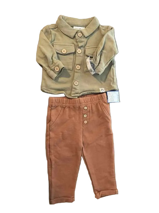Rabbit + Bear (D) Green Brown Infant Size 3-6 MO Boy's 2PC Casual