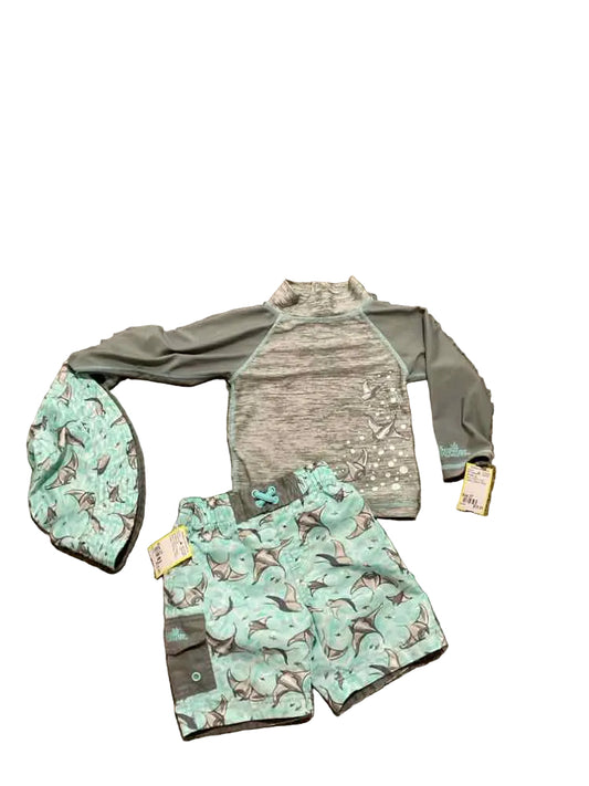 UV Skinz (A) GRAY GREEN Toddler Size 2T Boy's 3PCSwimwear