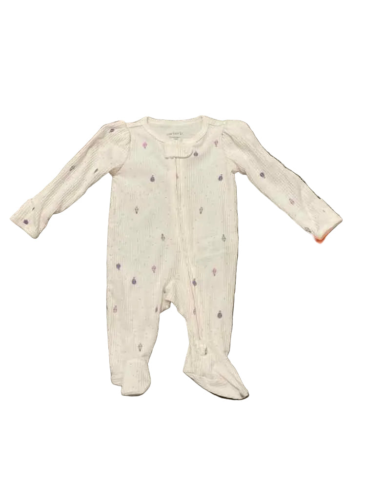 Carters (C) White Purple Infant Size NB Girl's 1PCSleepwear