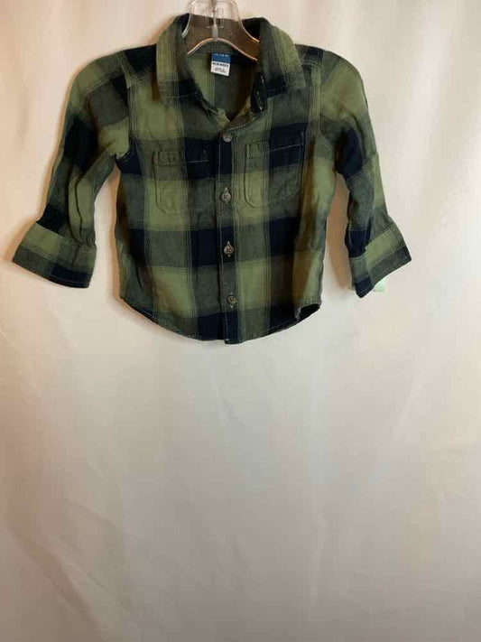 Old Navy (C) Green Plaid Infant Size 12-18 MO ButtondownLS