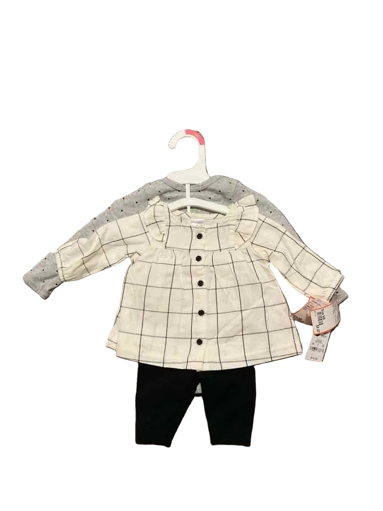 Carters (C) Black Cream Infant Size NB Girl's 3PC Casual