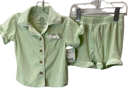 Wonderluxe (D) Green Infant Size 12 MO 2PCSleepwear