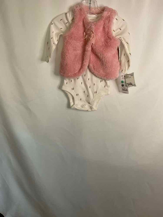 Carters (C) White Pink Infant Size 6 MO 3PC Casual