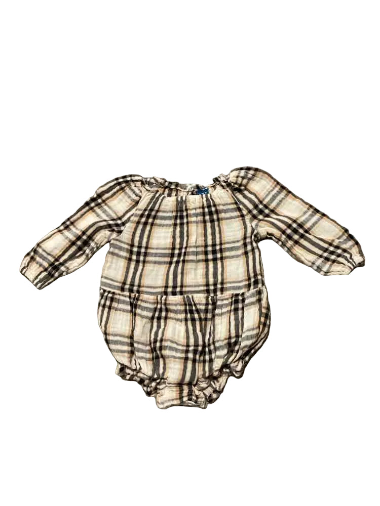 Old Navy (D) Brown Plaid Infant Size 6-12 MO Girl's 1PC Casual
