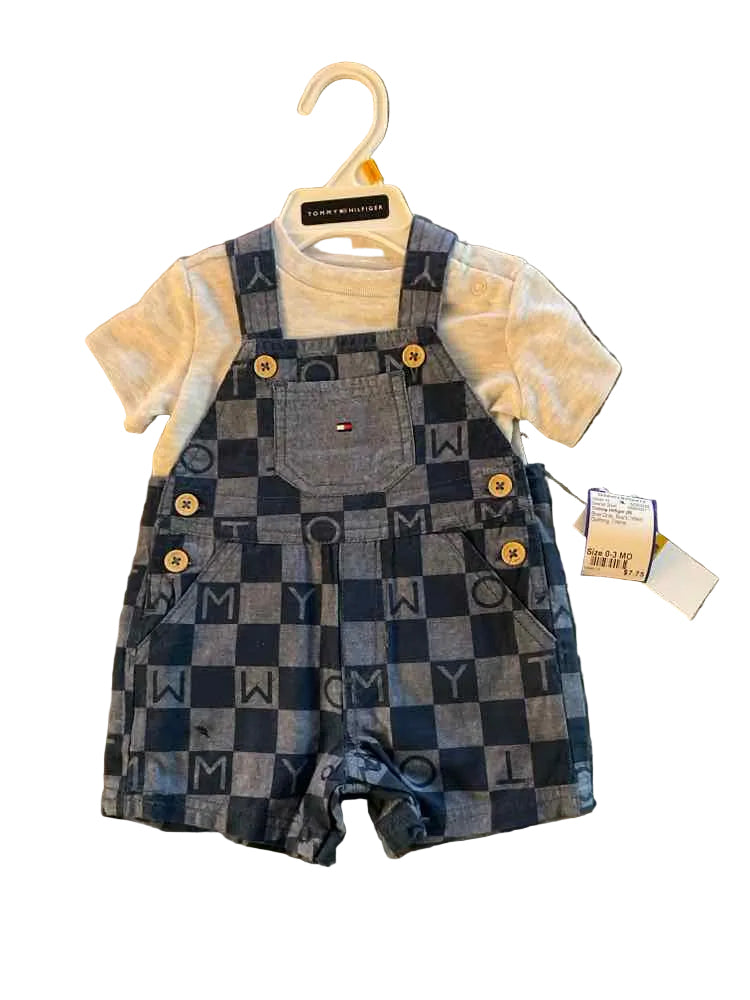 Tommy Hilfiger (B) Blue Gray Infant Size 0-3 MO Boy's Overall Short