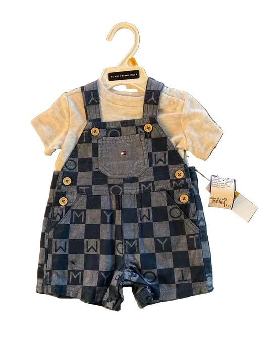 Tommy Hilfiger (B) Blue Gray Infant Size 0-3 MO Boy's Overall Short