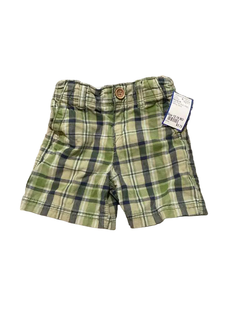 Baby Gap (B) Green Plaid Infant Size 12-18 MO Boy's ShortChino