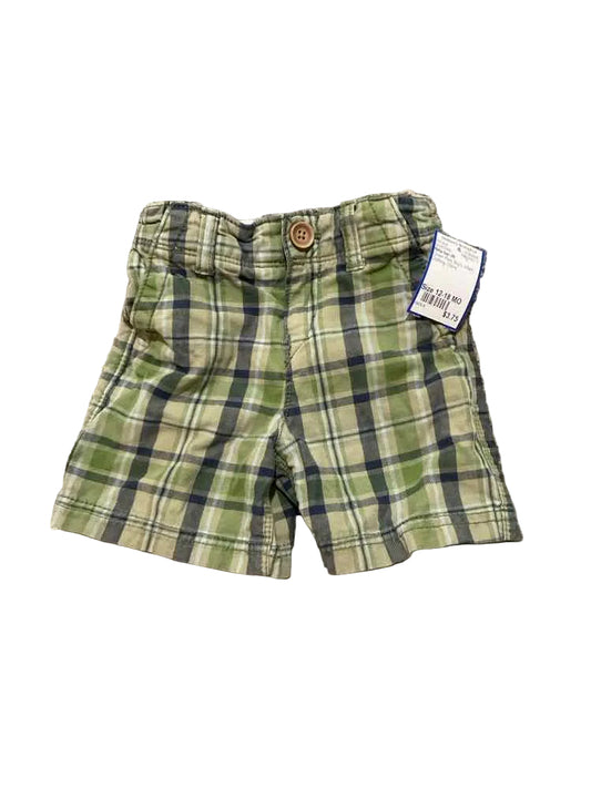 Baby Gap (B) Green Plaid Infant Size 12-18 MO Boy's ShortChino