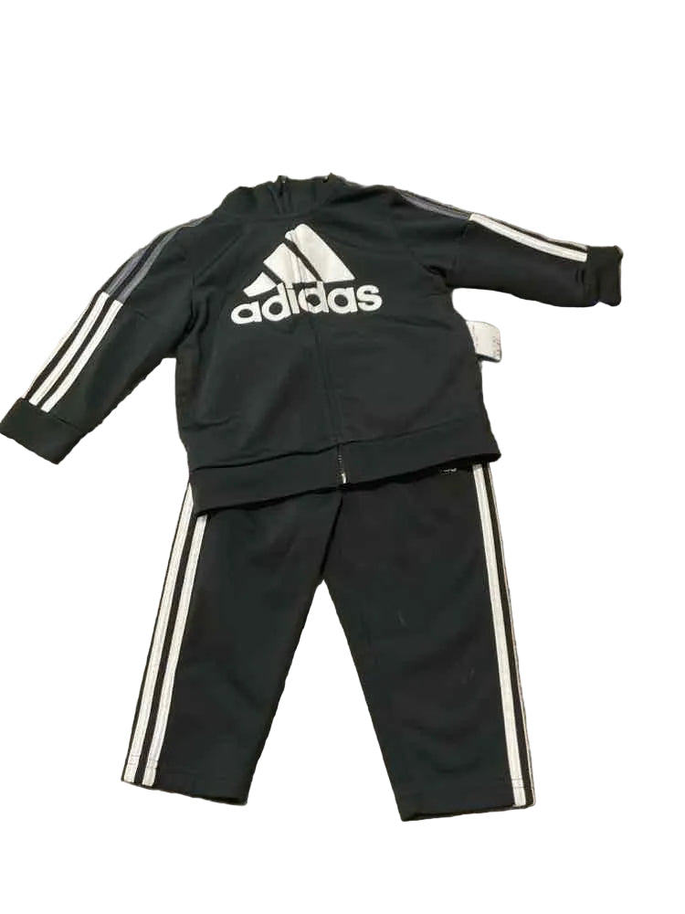 Adidas (B) White Black Infant Size 12 MO Boy's 2PC Athletic Pant Suit