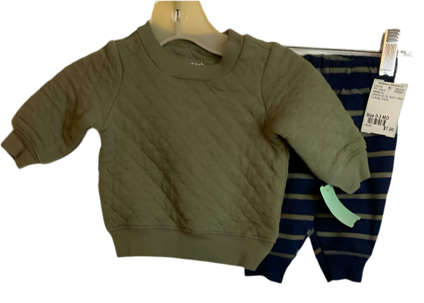 Carters (C) GREEN BLUE Infant Size 0-3 MO 2PC Casual