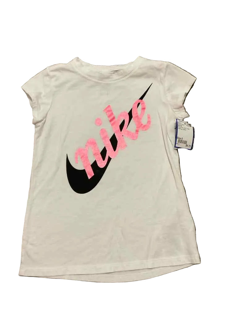 Nike (B) White Pink Youth Size 6 Girl's AthleticTopSS