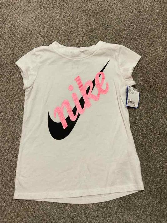 Nike (B) White Pink Youth Size 6 Girl's AthleticTopSS