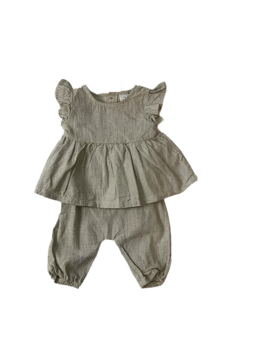 Carters (C) White Black Infant Size 3 MO 2PC Casual