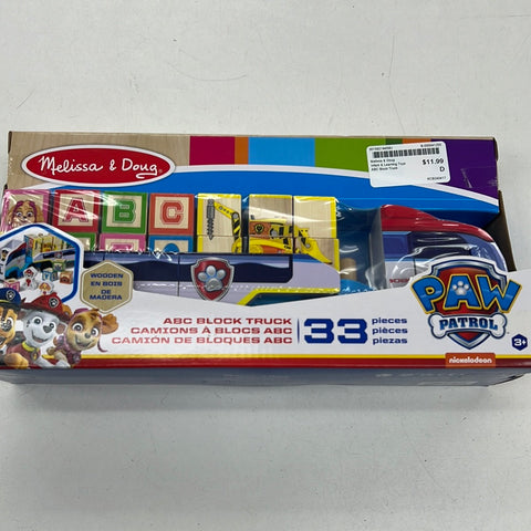 In Store P/U only-Melissa and Doug ABC Block truck paw patrol