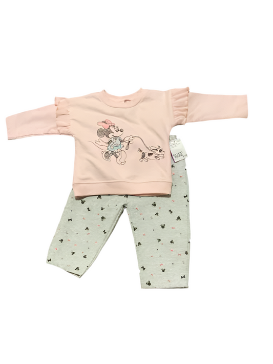Disney Babies (C) Pink Gray Infant Size 3-6 MO Girl's 2PC Casual