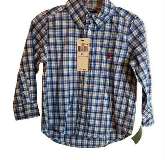 Polo Ralph Lauren (A) Blue Plaid Toddler Size 2T ButtondownLS