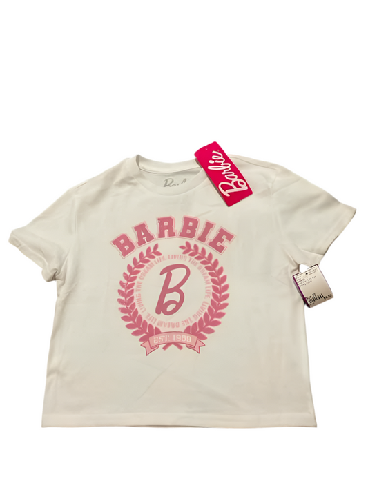 Barbie (D) White Pink Youth Size 10 Girl's SSTop