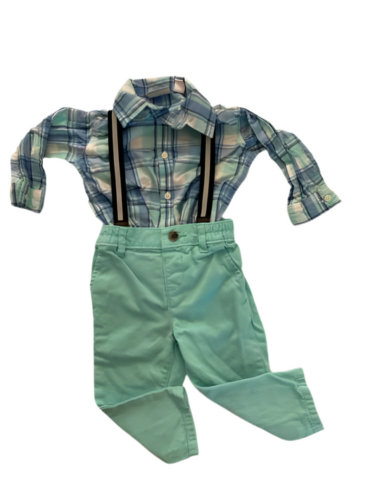 Children's Place (D) Blue Plaid Infant Size 12-18 MO 2PC Dressy