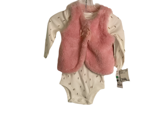 Carters (C) White Pink Infant Size 6 MO 3PC Casual