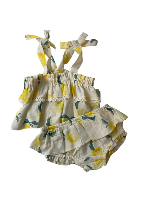 Jessica Simpson (B) White Yellow Infant Size 3-6 MO 2PC Casual
