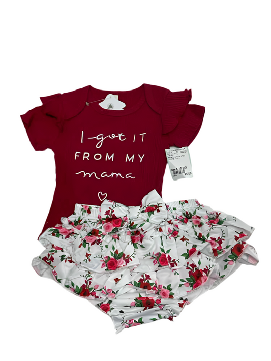 E Brand White Red Infant Size 6-12 MO Girl's 3PC Casual