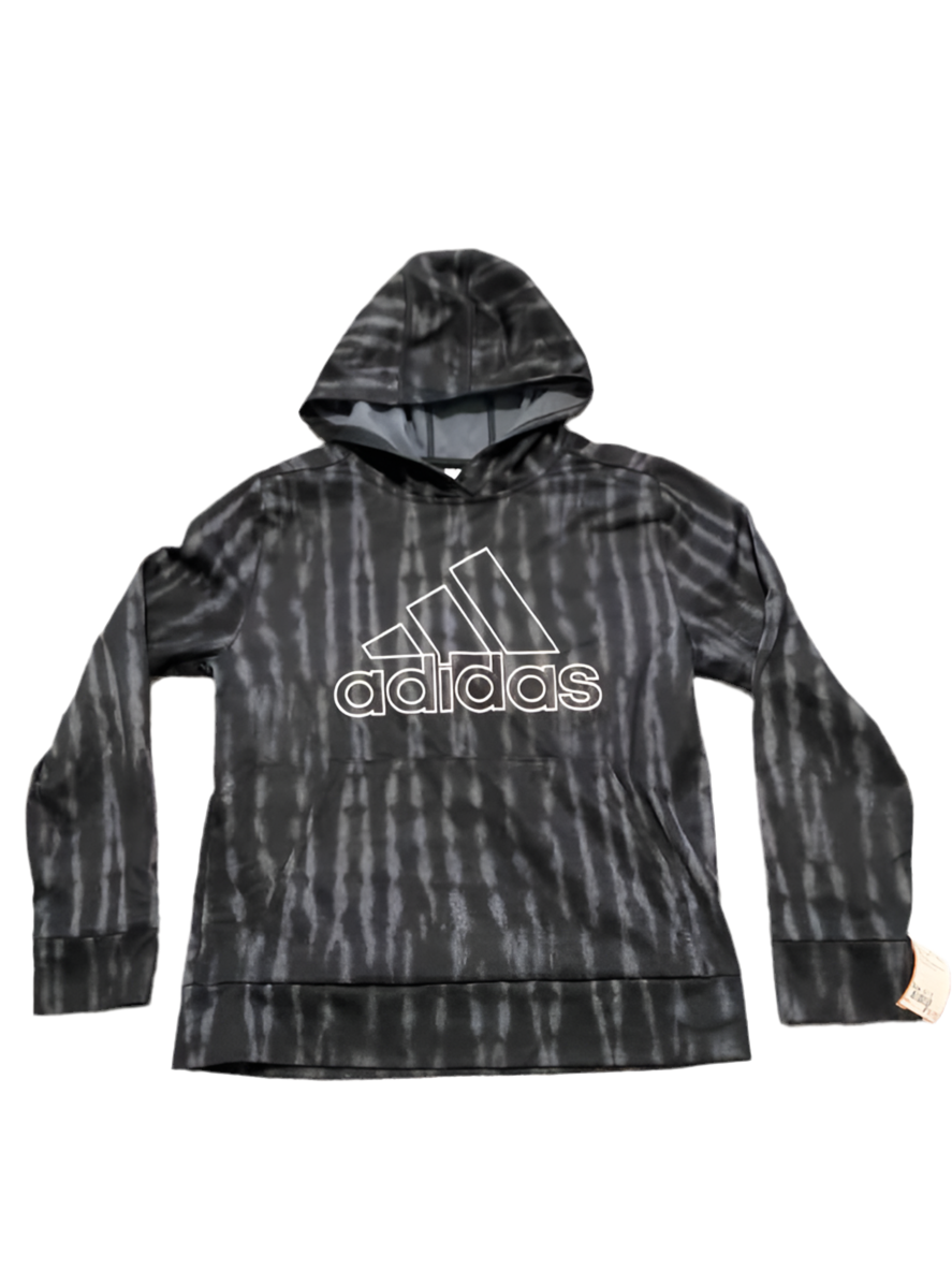 Adidas (B) White Black Youth Size 10-12 Boy's AthleticSweatshirt