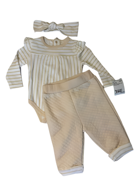 Tahari (C) Brown White Infant Size 0-3 MO 3PC Casual