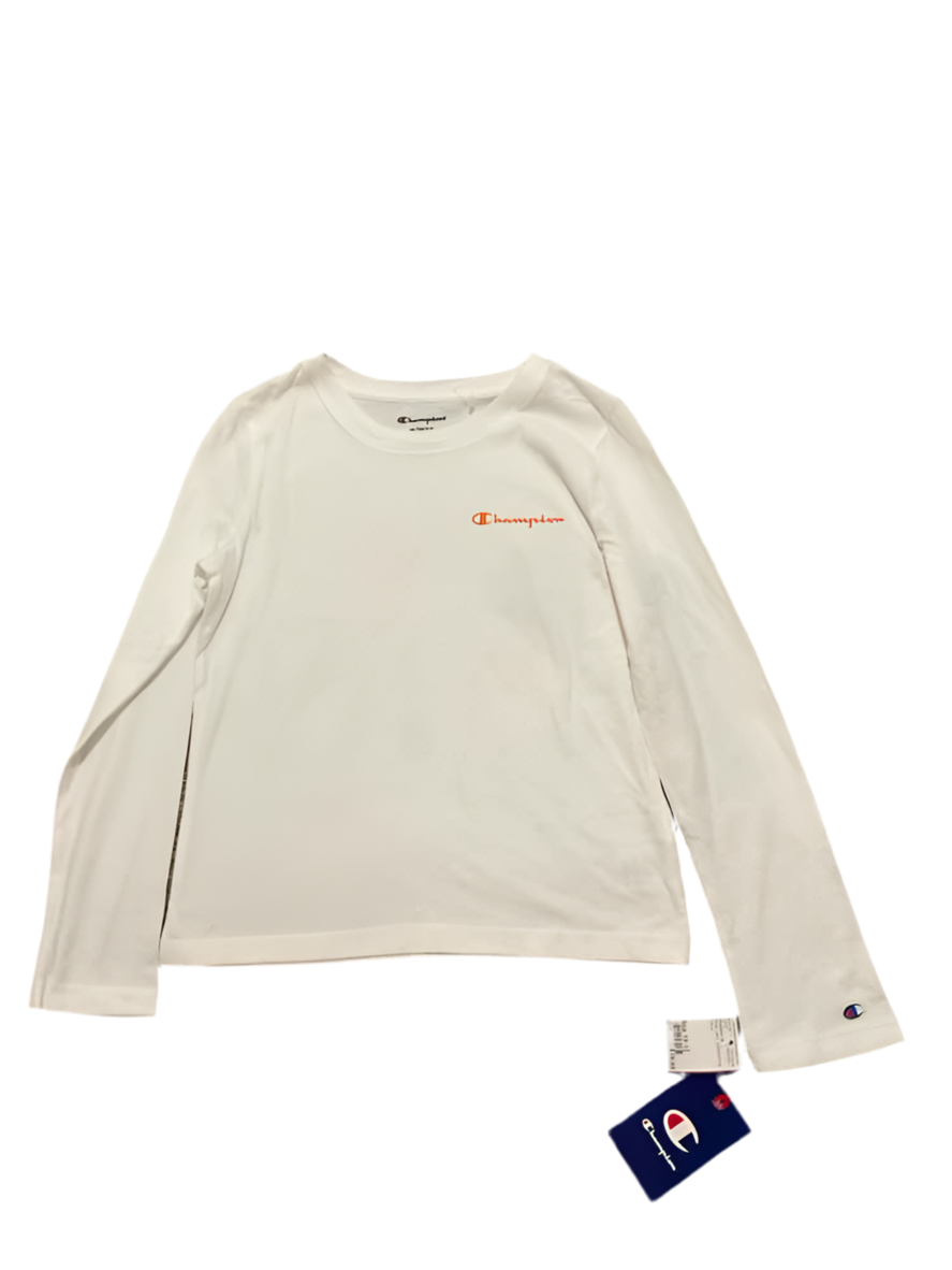 Champion (C) White Youth Size 10-12 Girl's LSTop