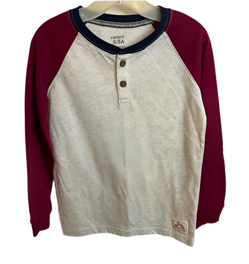 Carters (C) White Red Toddler Size 5 LSTop