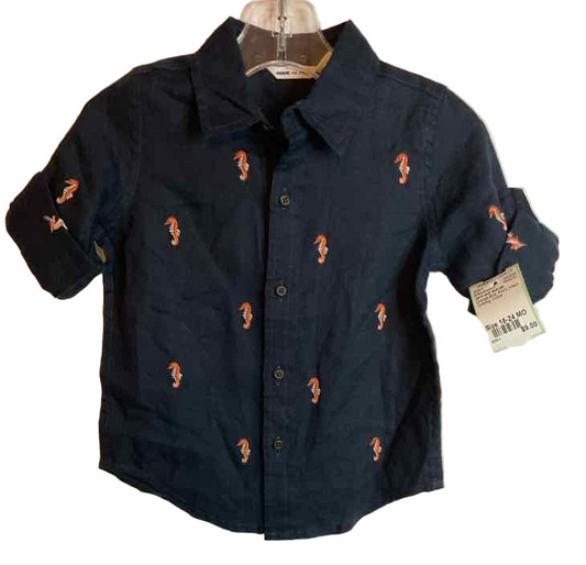 Janie and Jack (A) Orange Blue Infant Size 18-24 MO ButtondownLS