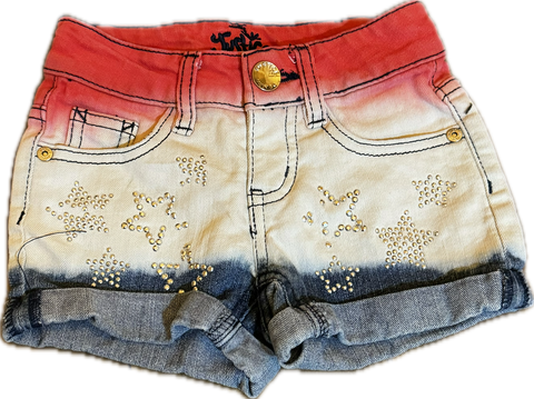 Girls Youth 6 Justice Red White Blue Short Denim