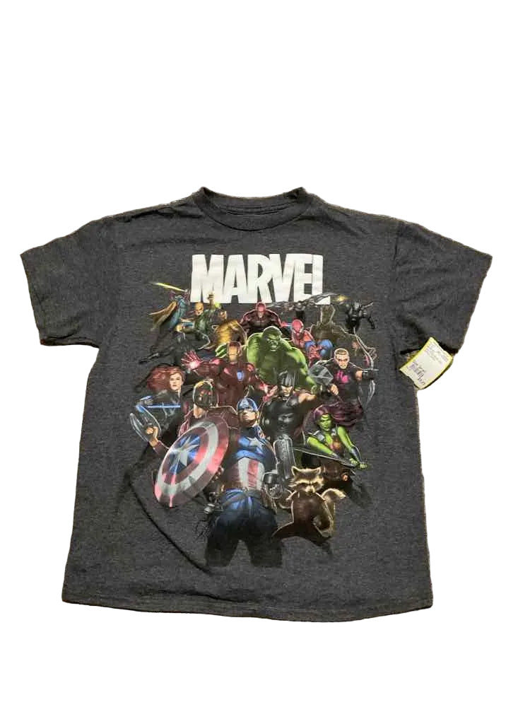 Marvel (D) Gray White Youth Size Small Boy's SSTop
