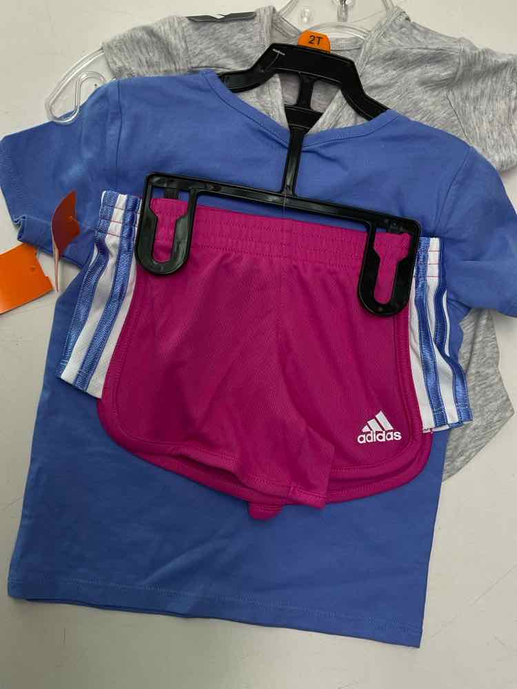 Adidas (B) Blue Pink Toddler Size 2 Girl's 3PCCasual