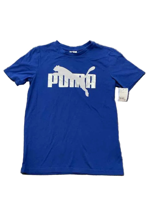 Puma (B) White Blue Youth Size 10-12 Boy's AthleticTopSS