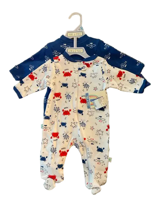 Millie & Myles White Blue Infant Size 0-3 MO Boy's 2PCSleepwear