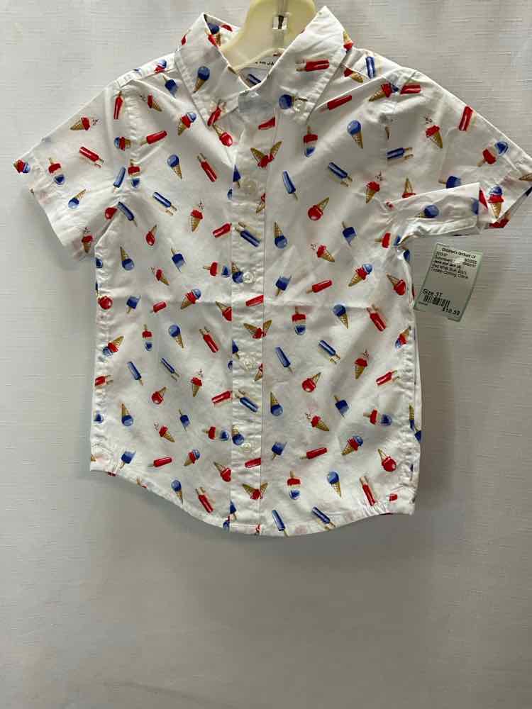 Janie and Jack (A) Red White Blue Toddler Size 3T ButtondownSS