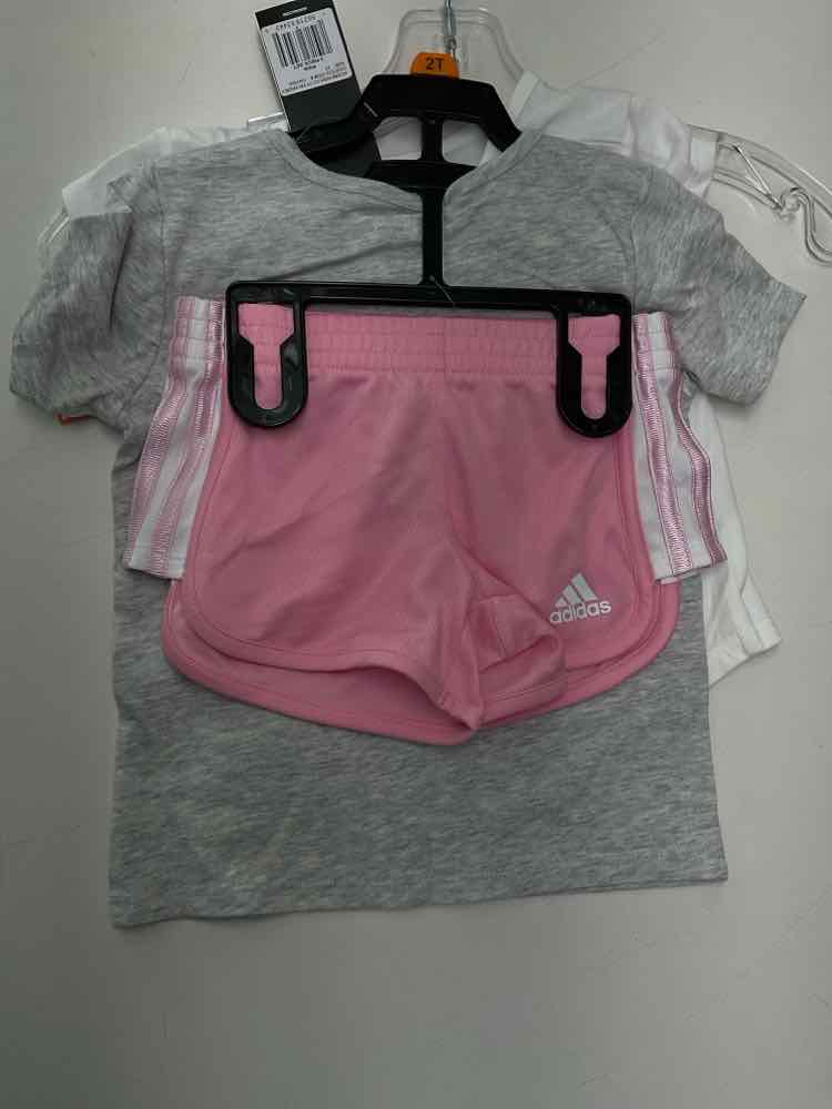 Adidas (B) Pink Gray Toddler Size 2 Girl's 3PCCasual