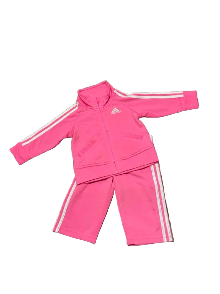 Adidas (B) White Pink Infant Size 6 MO Girl's 2PC Athletic Pant Suit