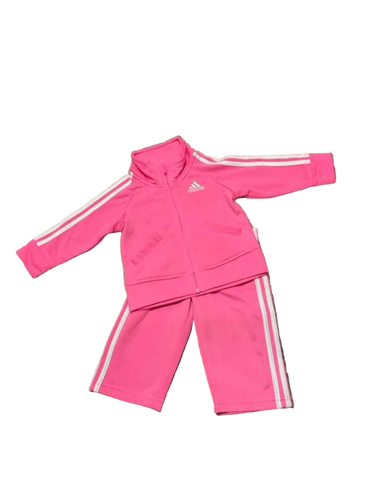Adidas (B) White Pink Infant Size 6 MO Girl's 2PC Athletic Pant Suit