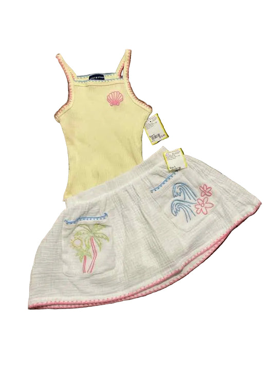 Andy & Evan (A) White Yellow Youth Size 6 Girl's 2PCCasual