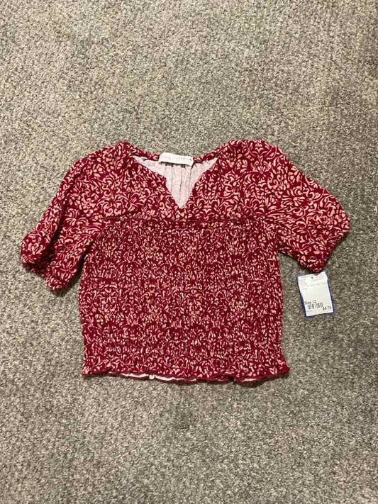 Zara (B) Red Tan Youth Size 12 Girl's SSTop