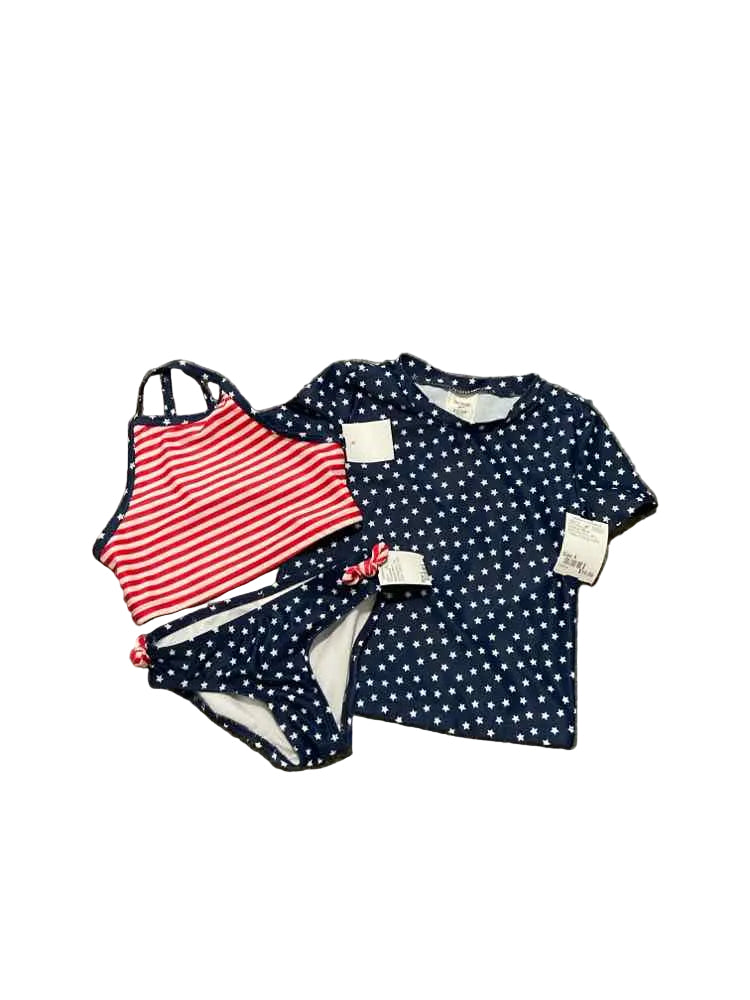 OshKosh BGosh Red White Blue Toddler Size 4 Girl's 3PCSwimwear