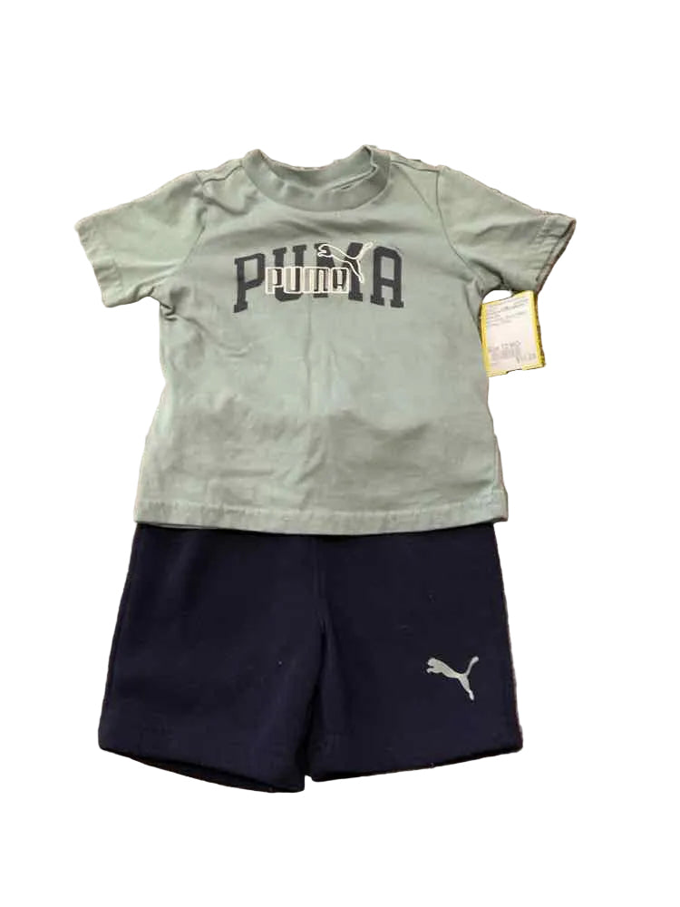 Puma (B) Blue Green Infant Size 12 MO Boy's 2PC Athletic Short Suit