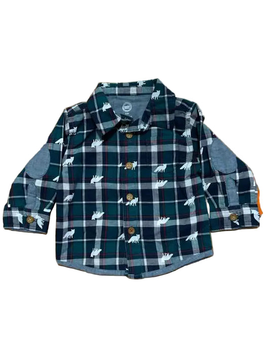 Wonder Nation (E) Plaid Infant Size 3-6 MO Boy's ButtondownLS