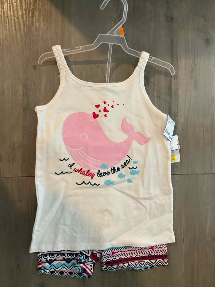 Faded Glory (E) White Red Youth Size 8 Girl's 2PCCasual