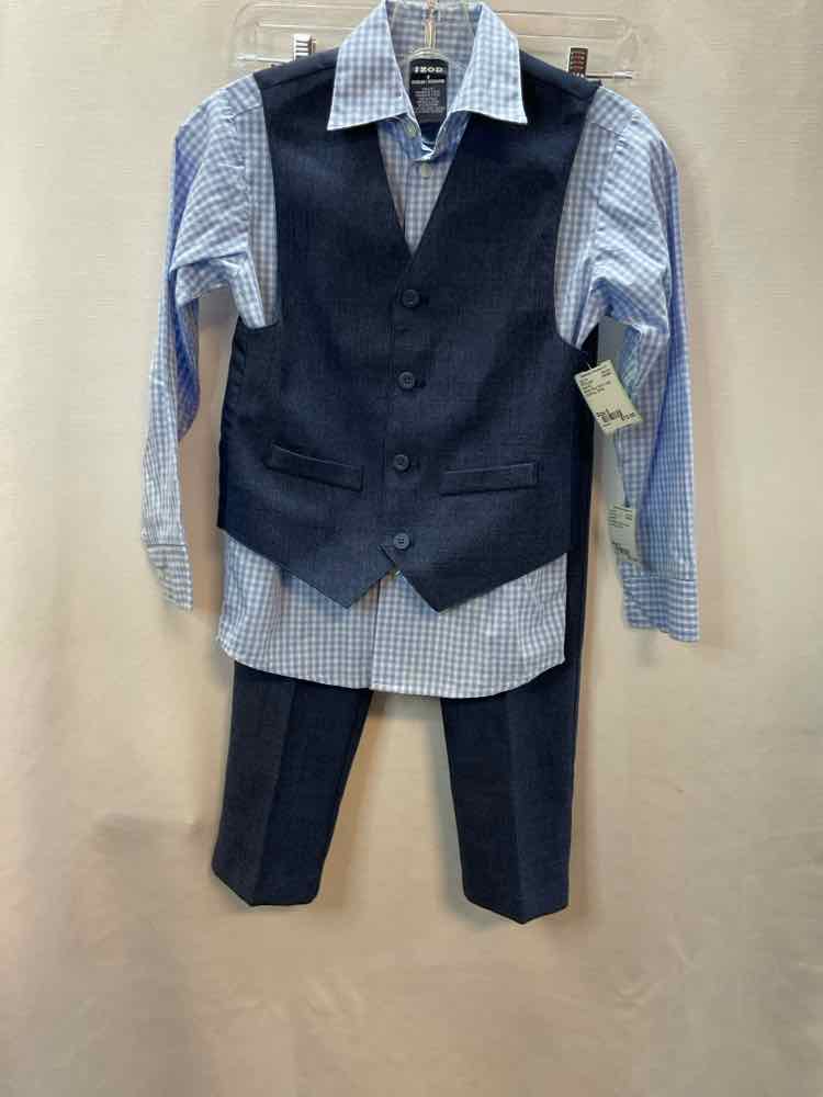 Izod (C) White Blue Youth Size 8 3PCDressy