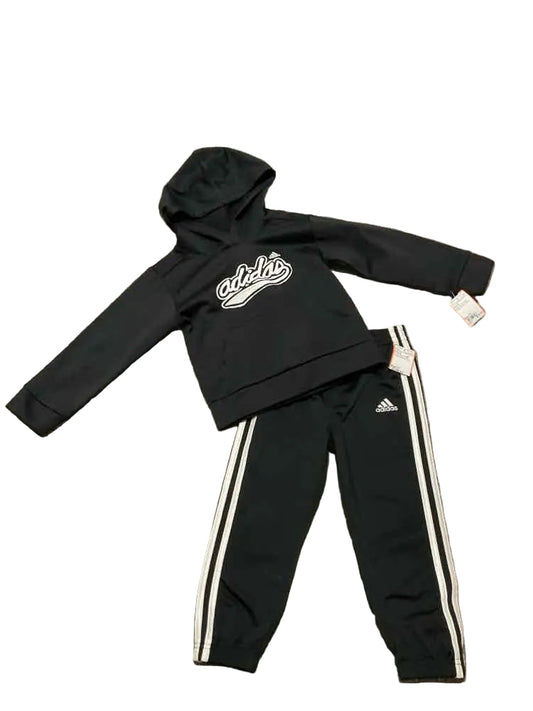 Adidas (B) BLACK WHITE Toddler Size 3T Boy's 2PCAthleticPantSuit