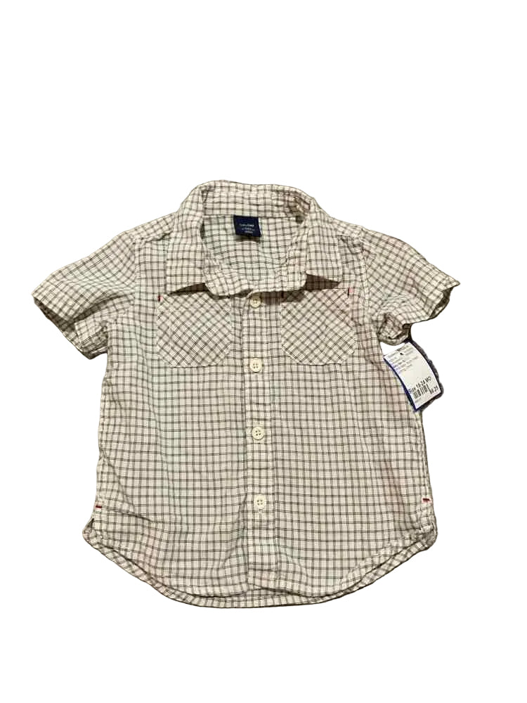 Baby Gap (B) White Black Infant Size 18-24 MO Boy's ButtondownSS